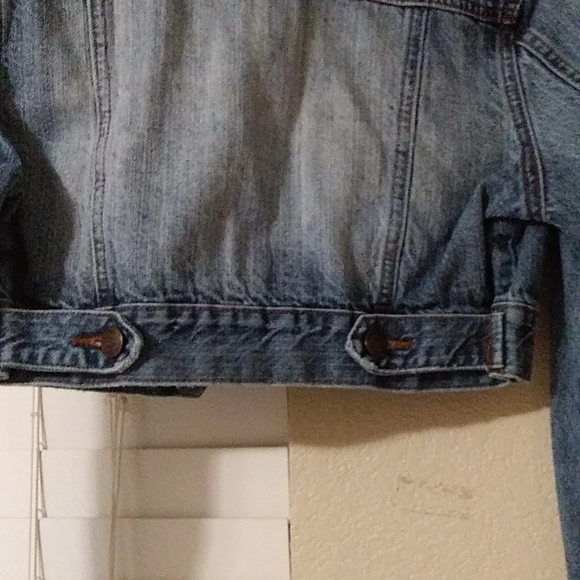 Adjustable Cropped Denim Jacket Jean Coats Size M - Picture 10 of 14